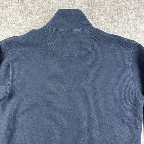 Lands End Bedford Rib Quarter Zip Sweater Mens Small Blue Knit Pullover Preppy - Picture 7 of 13